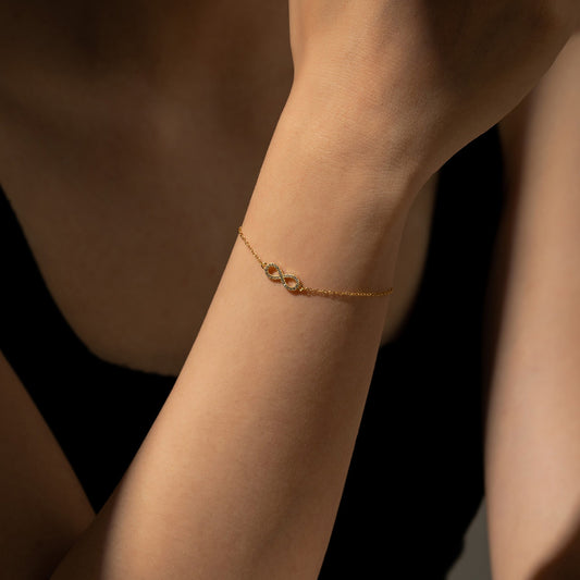 Infinity cz bracelet - worn on wrist