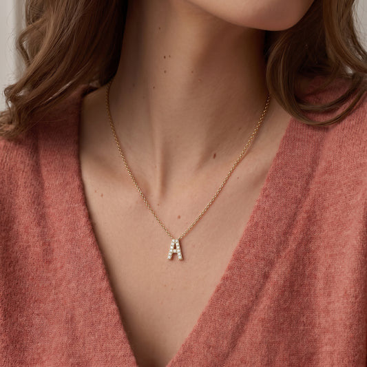 Initial letter necklace - worn on neck