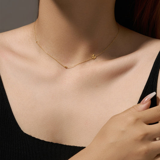 Initial letter station necklace - worn on neck