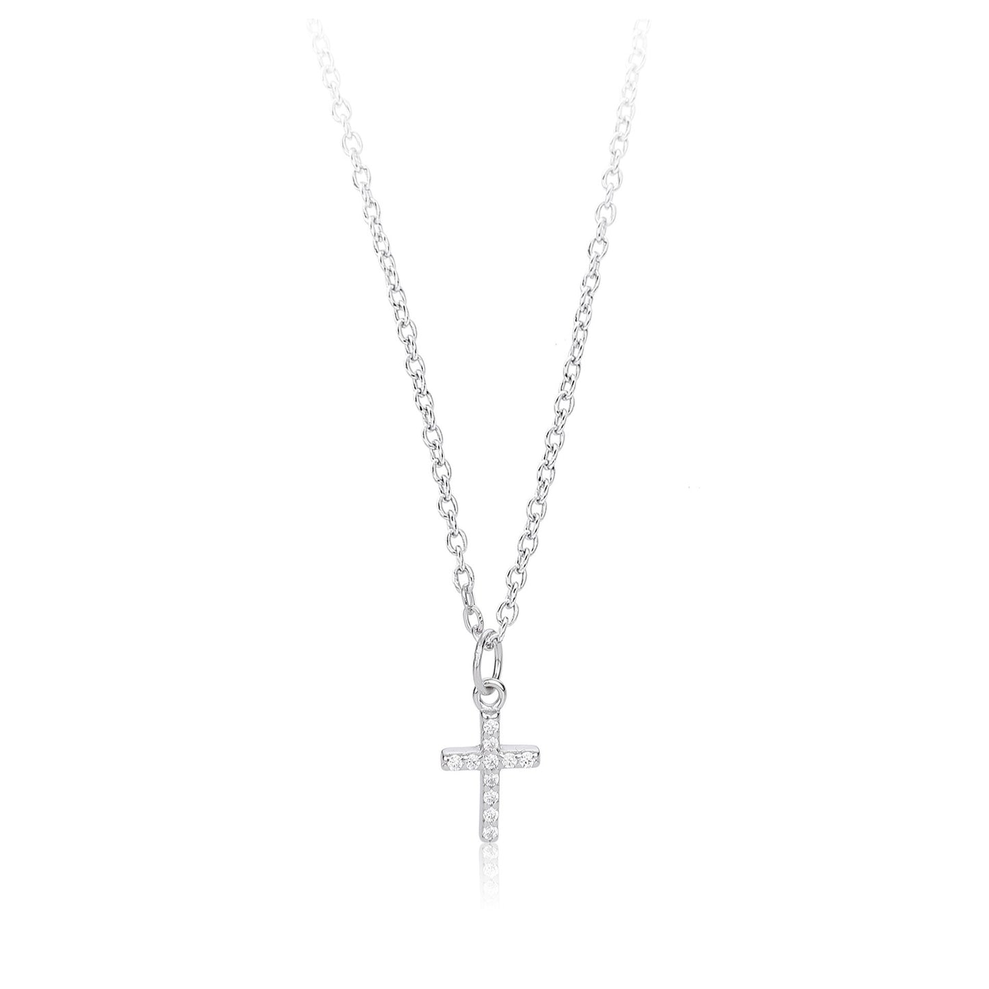 S925 silver pave cross necklace