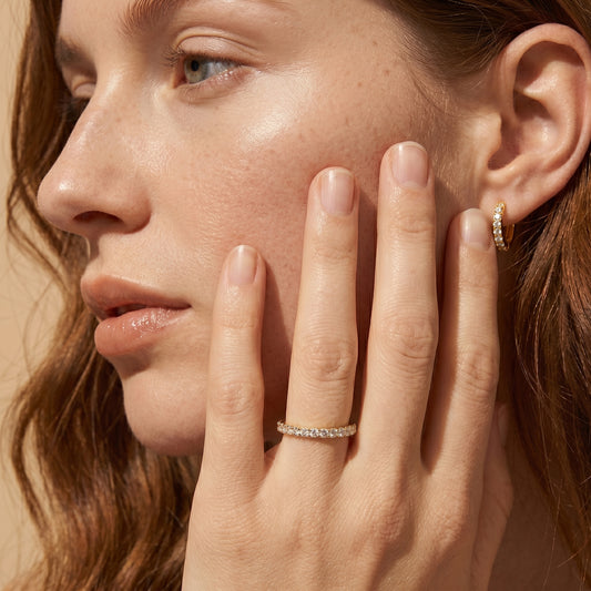 Half eternity cz ring - worn on hand