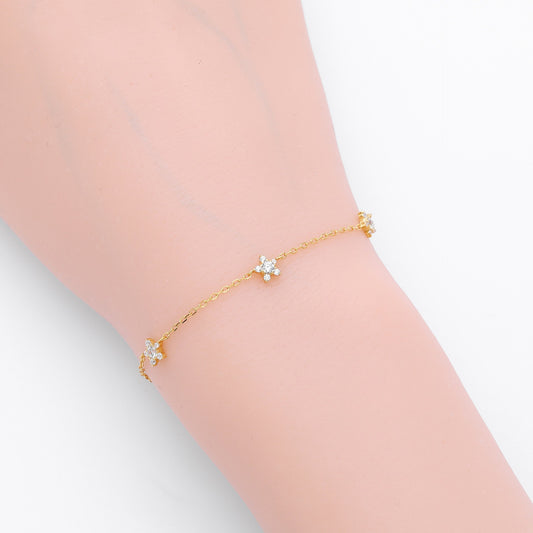 Three-star cz bracelet - worn on wrist