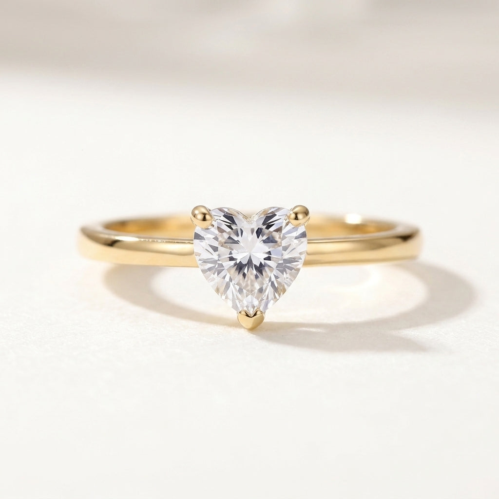 S925 silver gold plated heart cubic zirconia ring for women