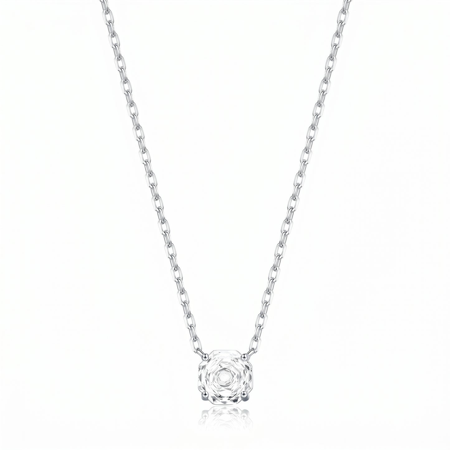S925 silver clear cubic zirconia solitaire necklace
