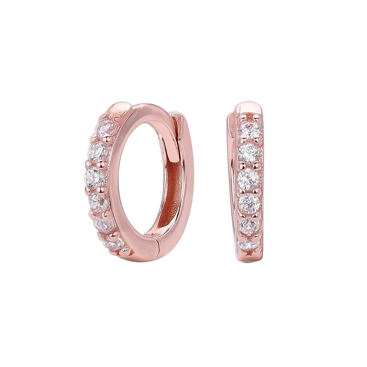 Rose gold plated cz huggie hoop earrings