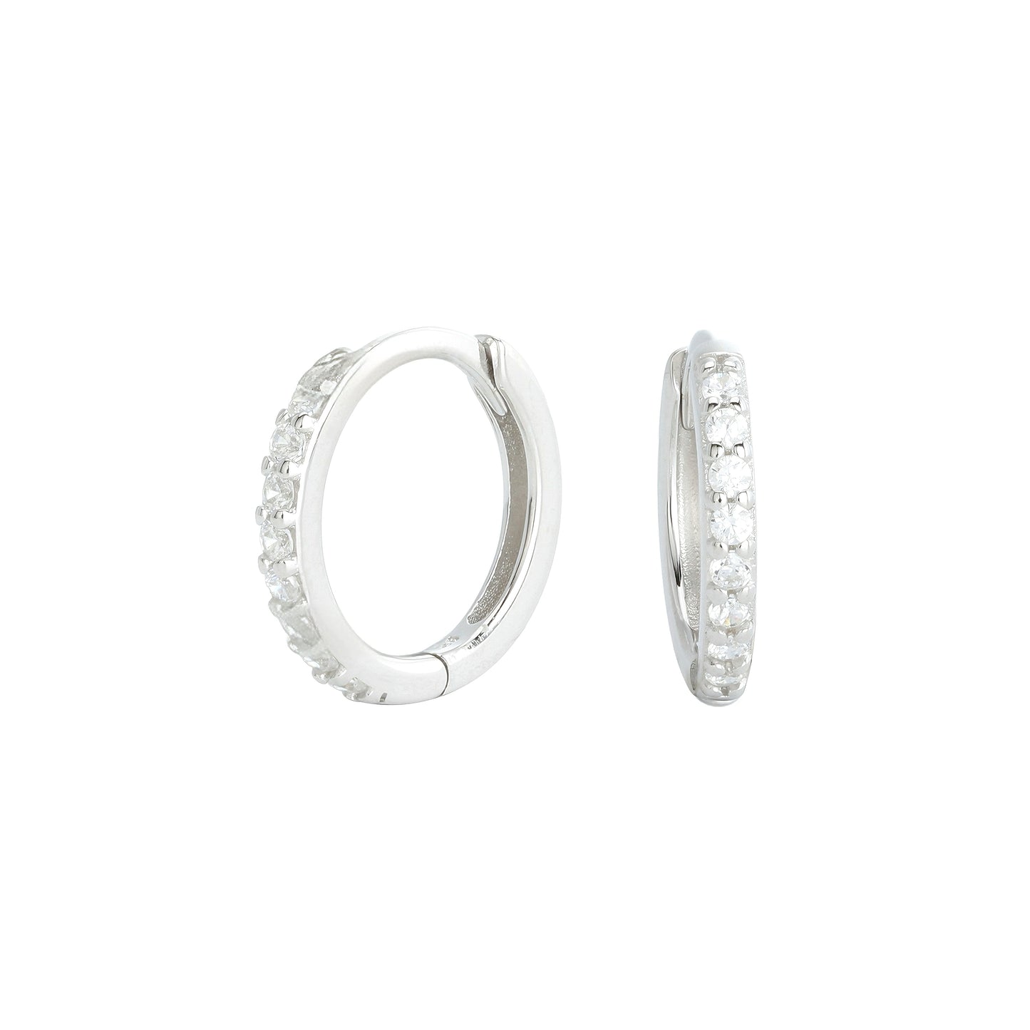 S925 silver cz huggie hoop earrings