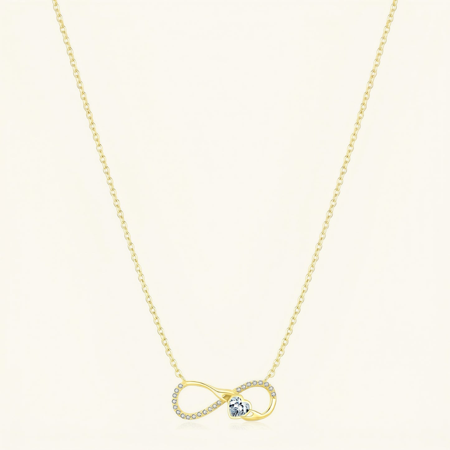 S925 silver gold plated infinity cz necklace