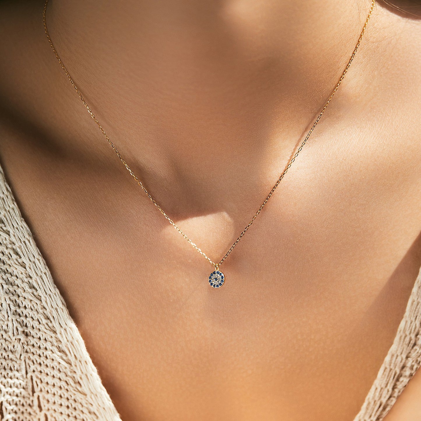 Evil eye necklace - worn on neck