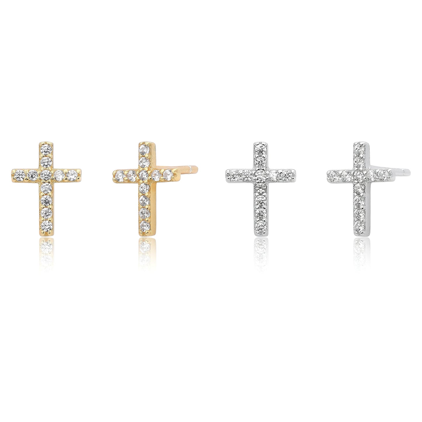 Gold and silver pave cross stud earrings comparison