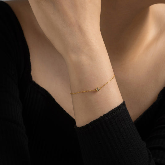 S925 silver gold plated cz bracelet - worn on wrist