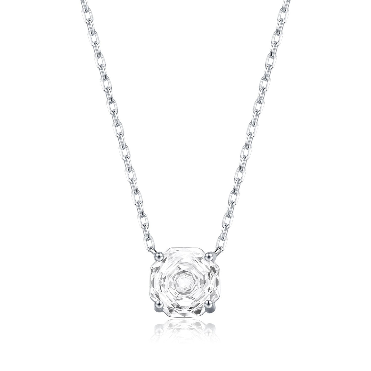 S925 silver clear cubic zirconia solitaire necklace