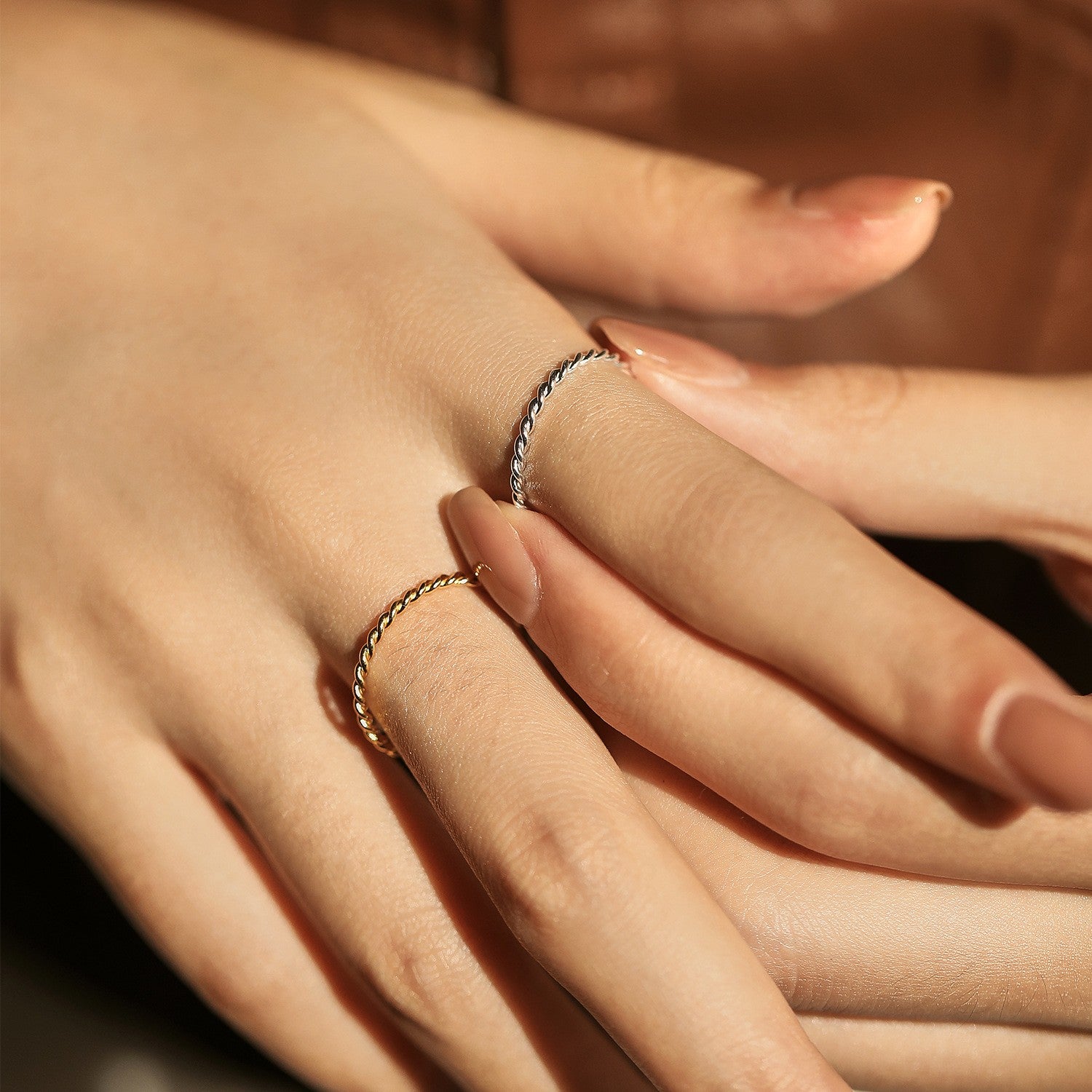 Twisted rope stackable ring - worn on hand