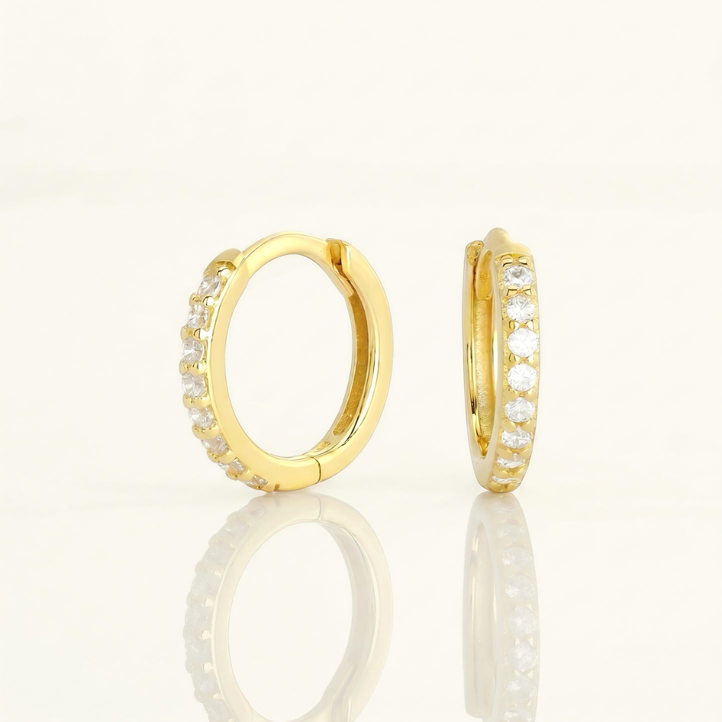 S925 silver gold plated cubic zirconia huggie hoop earrings