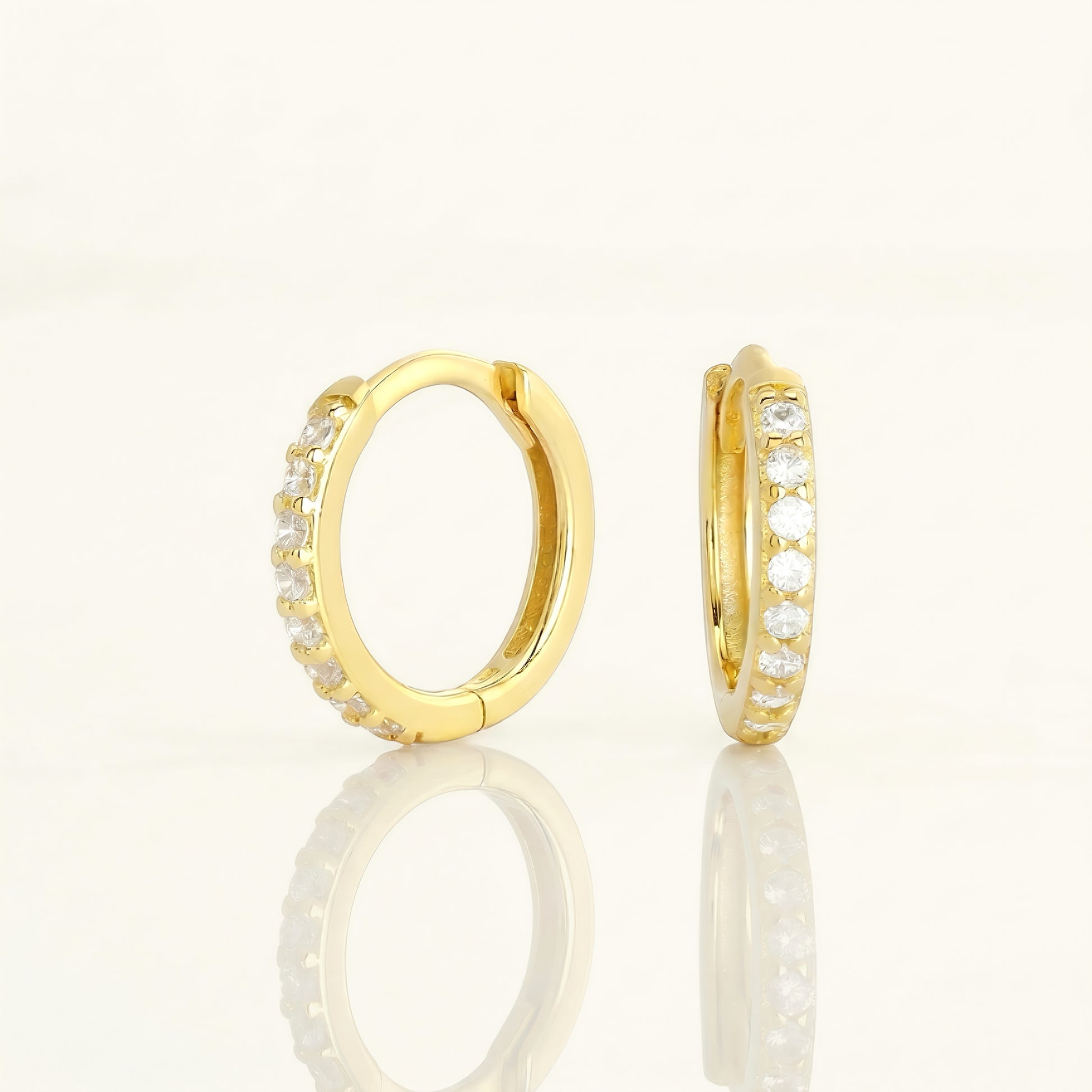 S925 silver gold plated cubic zirconia huggie hoop earrings