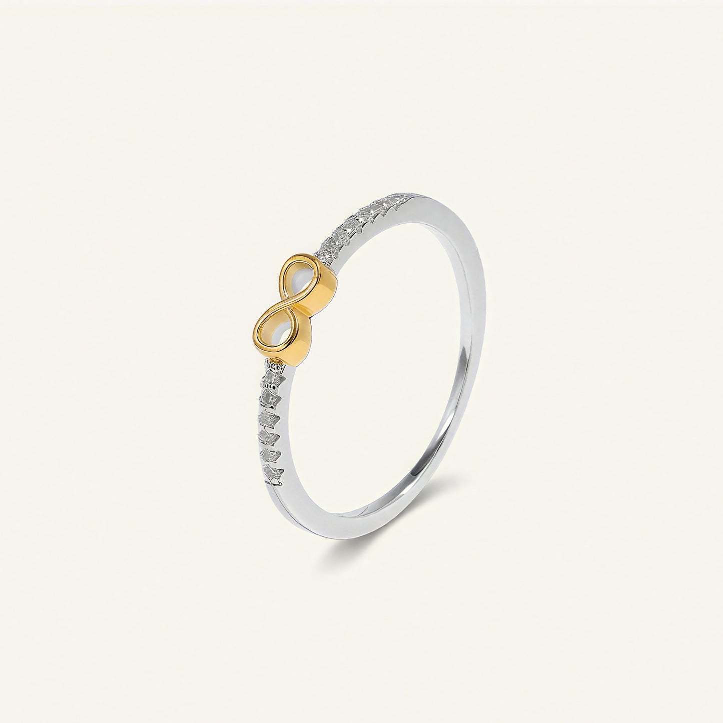 S925 silver two-tone infinity symbol cz ring for women