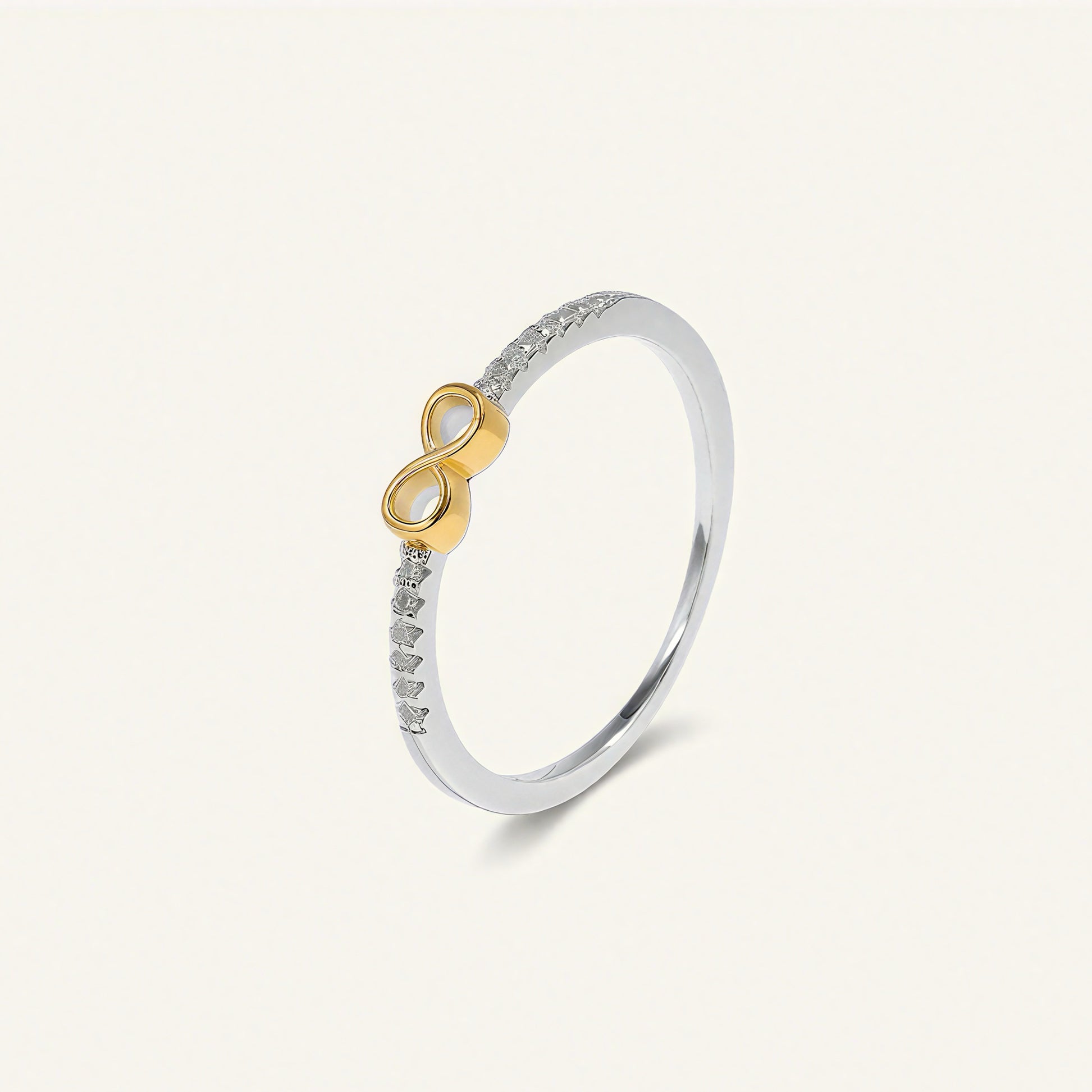 S925 silver two-tone infinity symbol cz ring for women