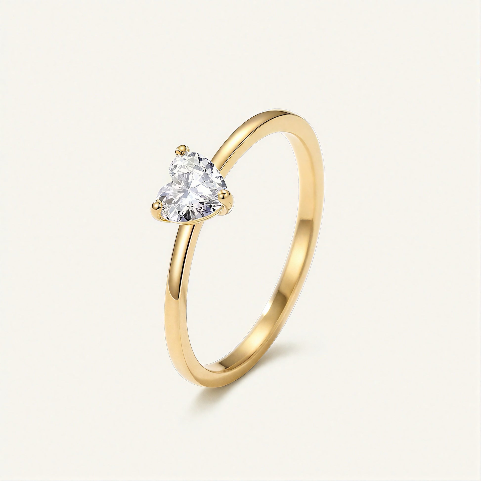 S925 silver gold plated heart cubic zirconia ring for women