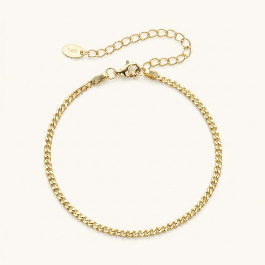 S925 silver gold plated curb chain bracelet