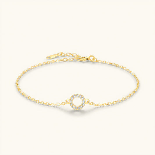 S925 silver gold plated hollow circle cz bracelet