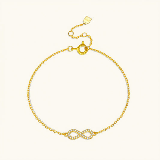 S925 silver gold plated infinity cz bracelet