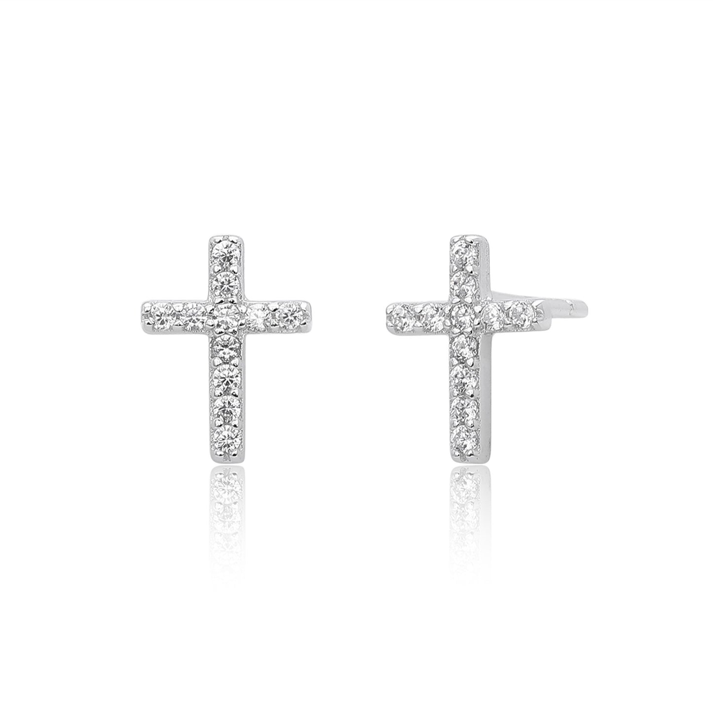 S925 silver pave cross stud earrings