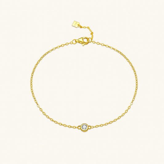 S925 silver gold plated single cz stone bracelet for women