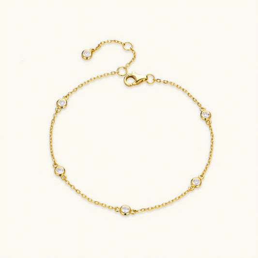 S925 silver gold plated bezel-set cubic zirconia bracelet