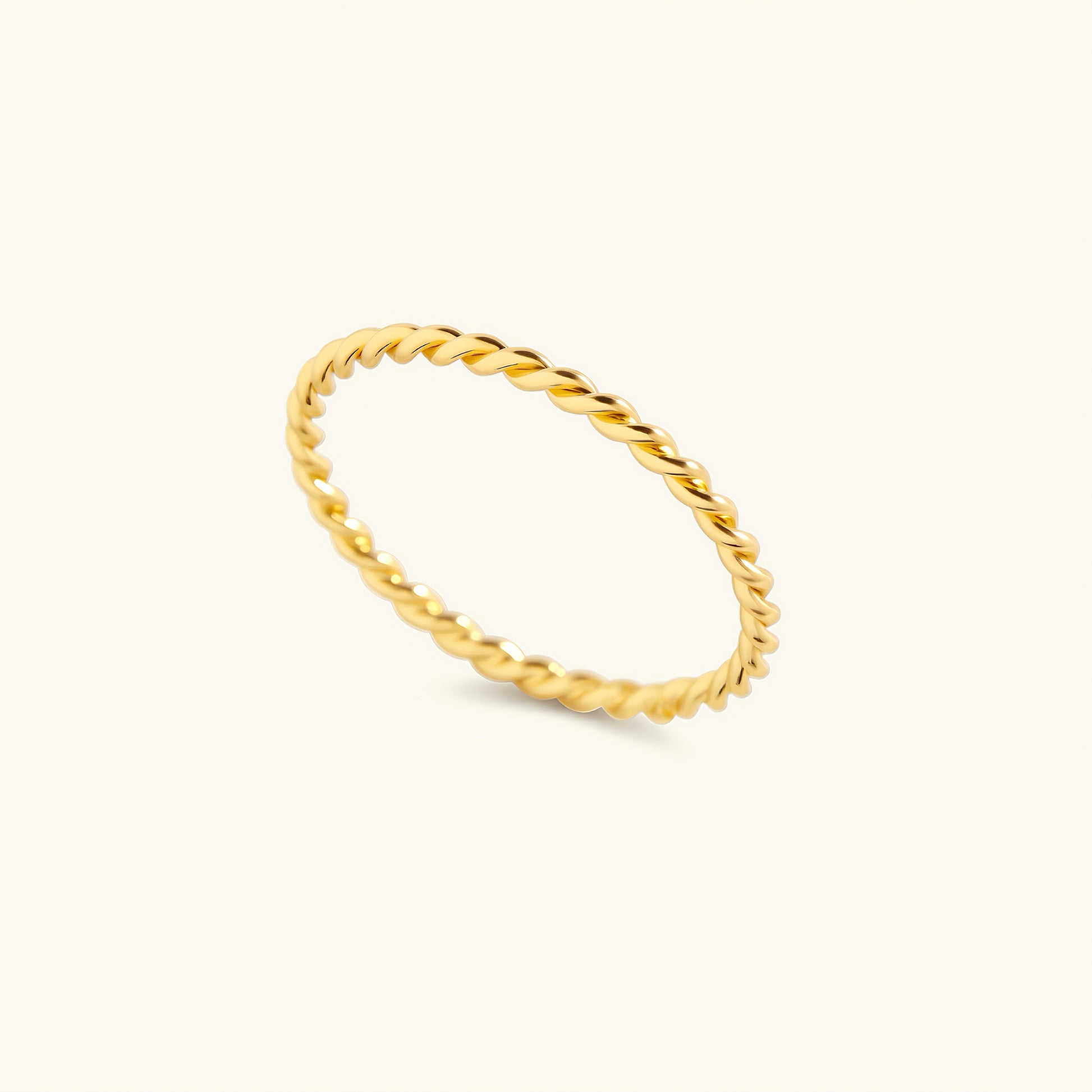 S925 silver gold plated twisted rope stackable ring