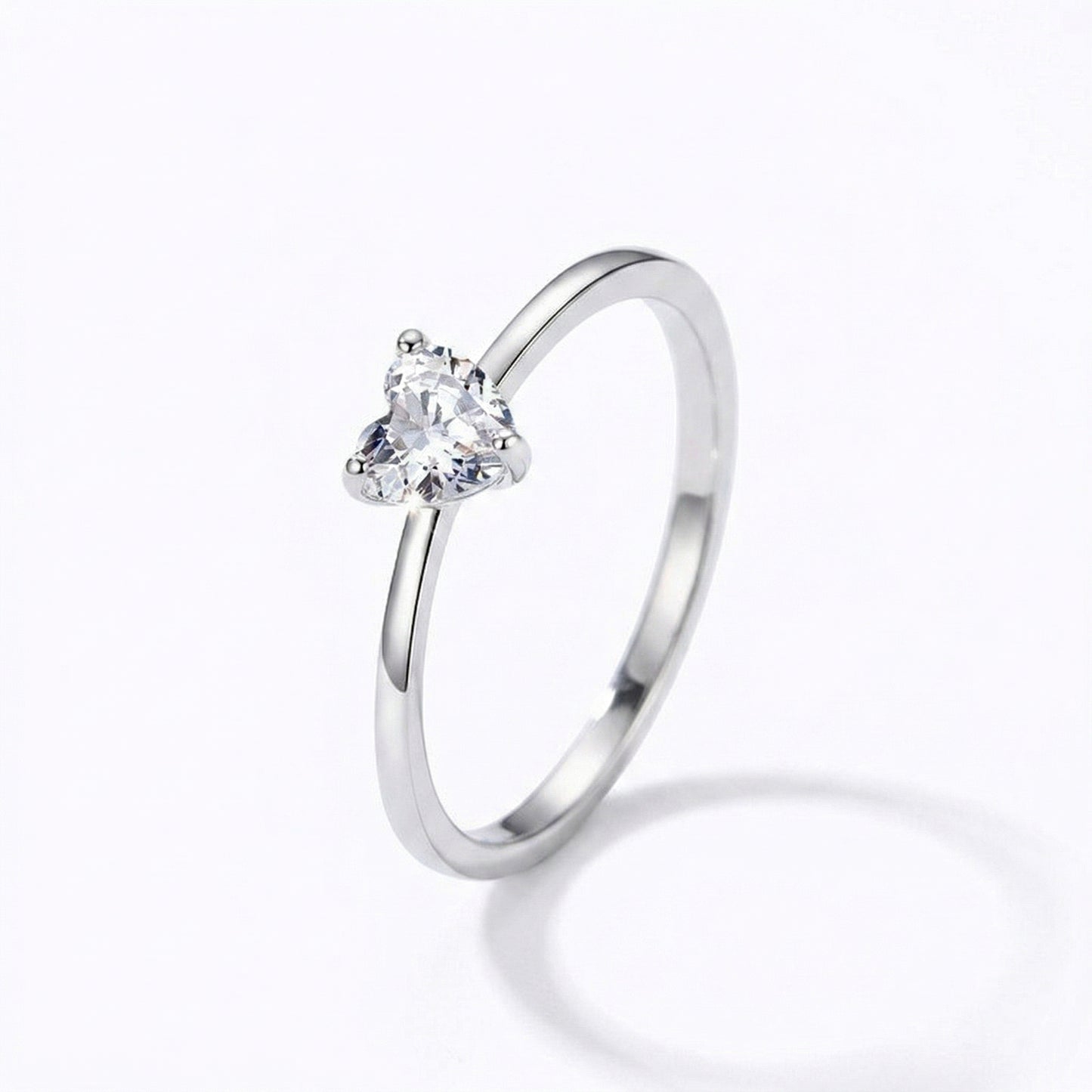 S925 silver plated heart cubic zirconia ring for women